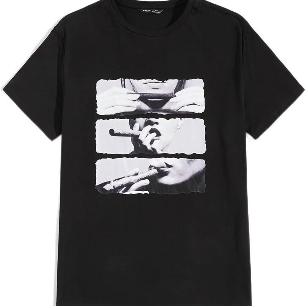 Men's Size Small Black Short Sleeve T-Shirt Graphic Blunt Smoke Cannabis Weed